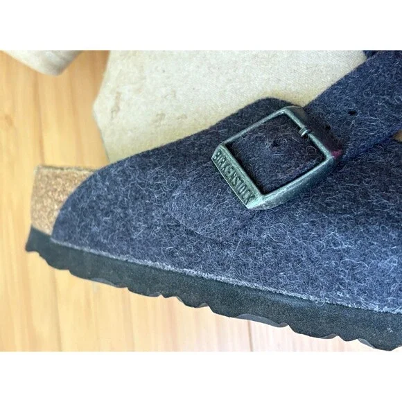 Birkenstock Boston Clogs Women's 39 EU 8 US Charcoal Gray Felt Wool Slip On - Picture 2 of 3